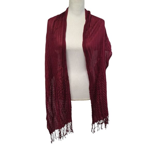 Two Scarves Wraps Fringe Crinkle Long Blue Red - Picture 6 of 7